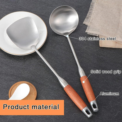 TsunNee Küchenhelfer-Set Edelstahl Wok-Spatel Suppenkelle