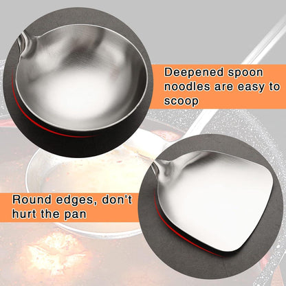 Edelstahl Küchenhelfer-Set Wok-Spatel Suppenkelle Holzgriff 2-teilig