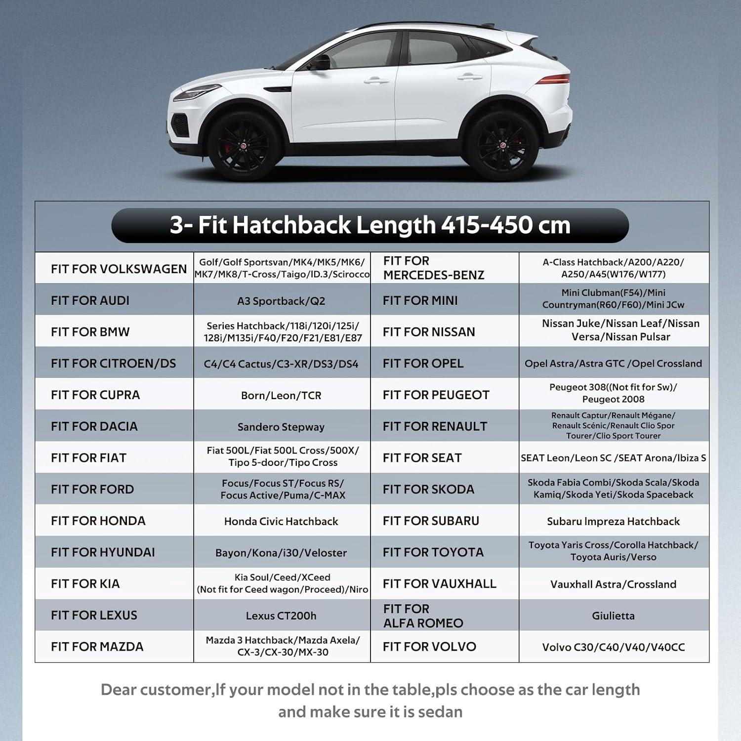 Autoabdeckung Wasserdicht Vollgarage Schrägheck 415-450 cm GUNHYI