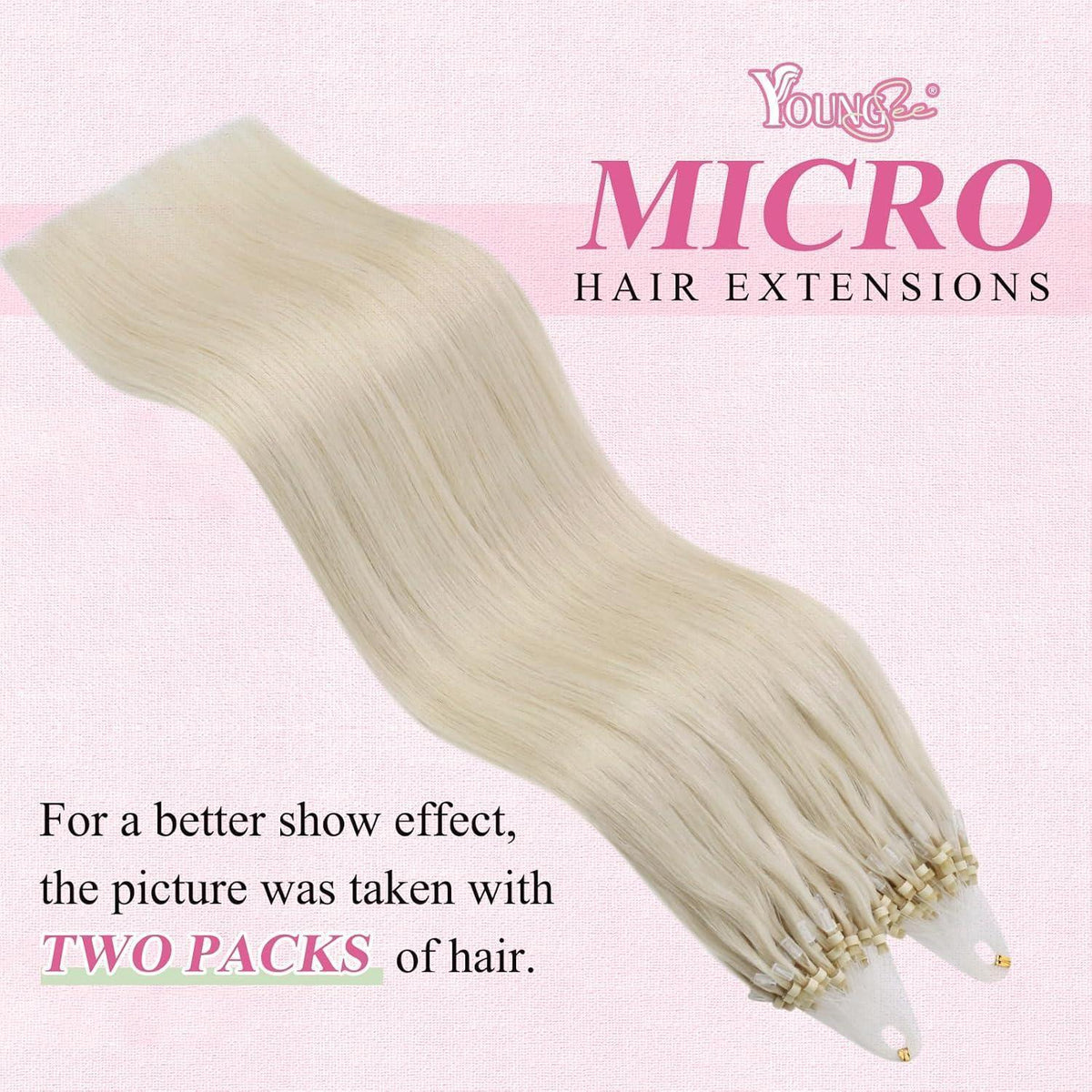 Echthaar Micro Ring Extensions Platinblond 60cm
