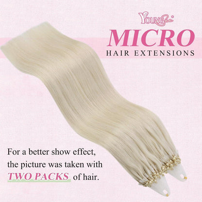 Echthaar Micro Ring Extensions Platinblond 60cm