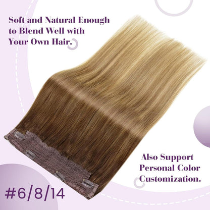 Echthaar-Draht Extensions Braun Ombre 40cm – Remy Echthaar