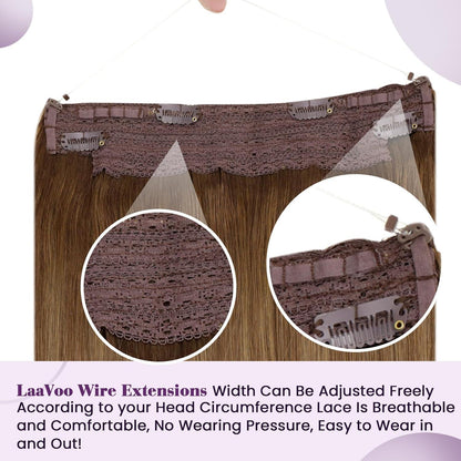 Echthaar-Draht Extensions Braun Ombre 40cm – Remy Echthaar