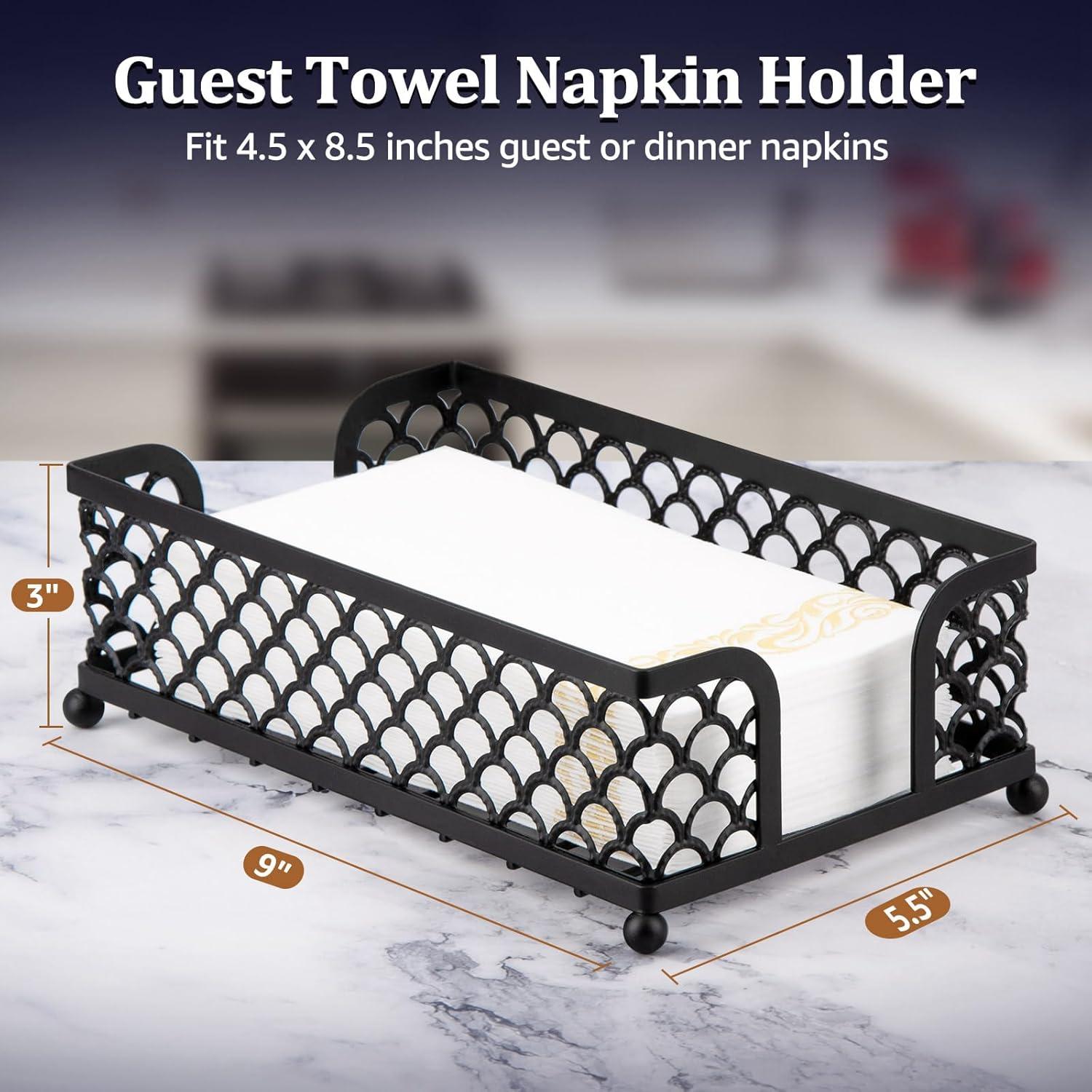 Serviettenhalter Schwarz Metall - Liegendes Korb Design