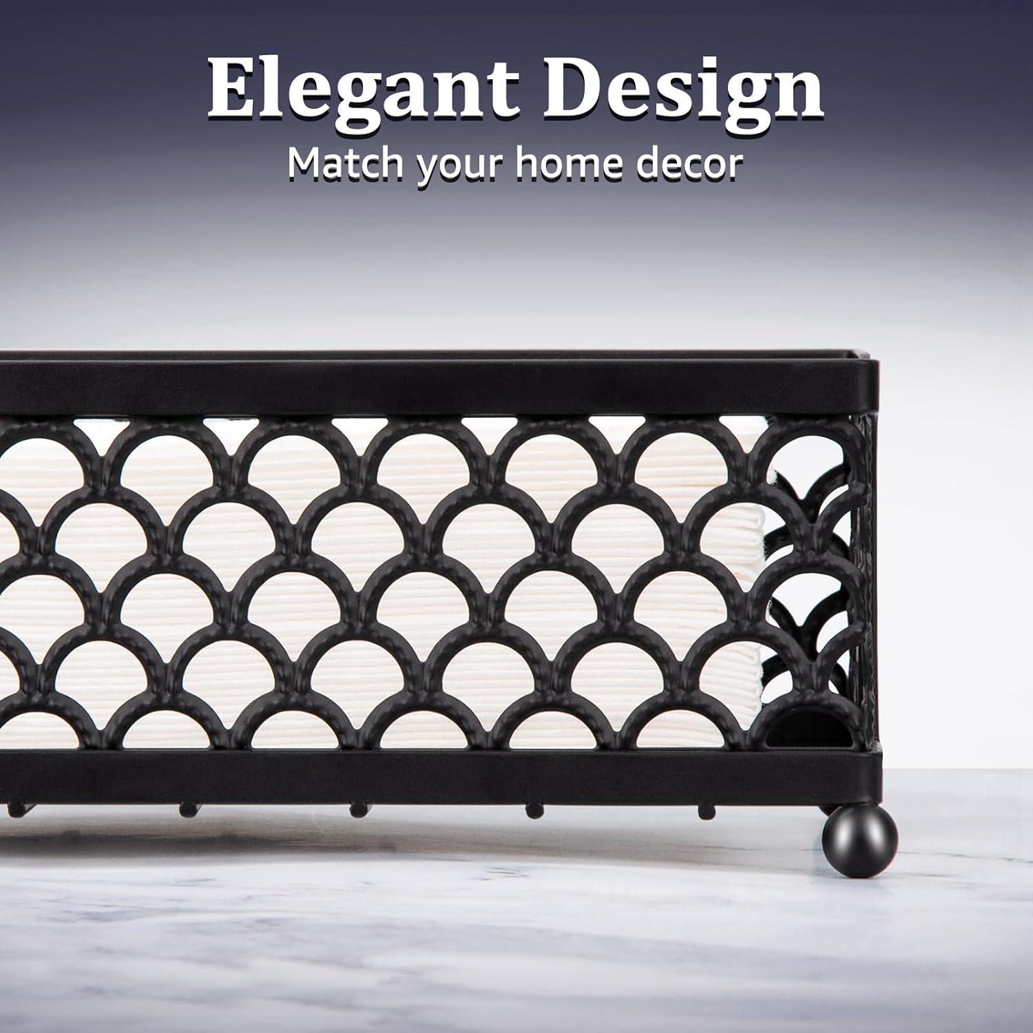 Serviettenhalter Schwarz Metall Liegend für Tisch Bar Party