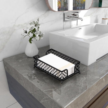 Serviettenhalter Liegend Korb Schwarz Metall für Küche Bar Cocktail