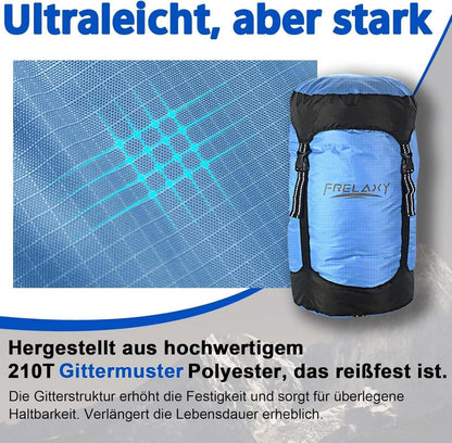 Kompressionssack 60% mehr Stauraum wasserdicht & ultraleicht blau