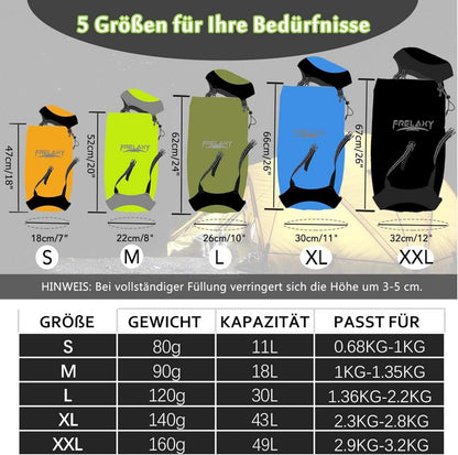 Frelaxy Kompressionssack 60% mehr Stauraum wasserfest ultraleicht Blau