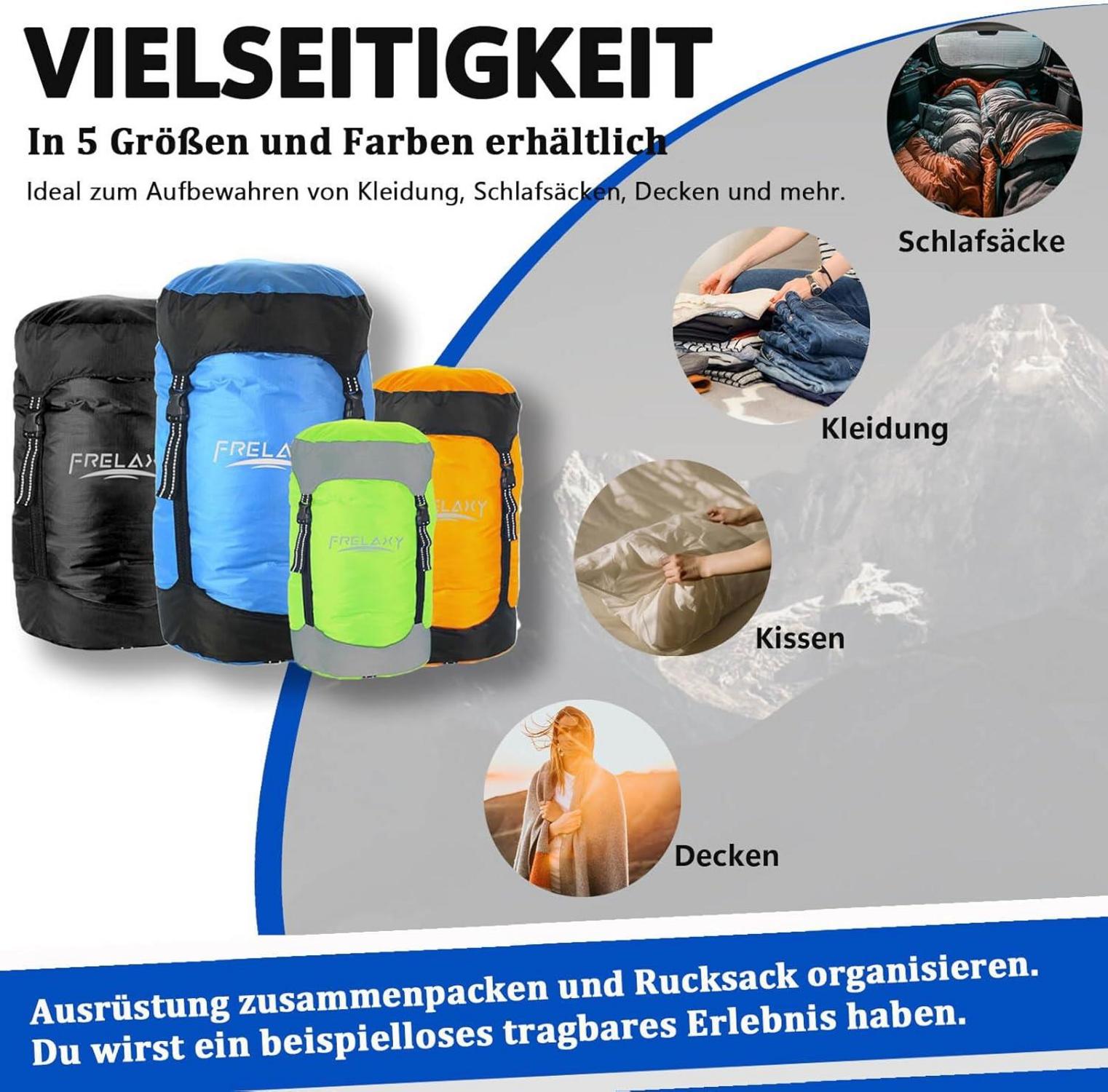 Kompressions-Packsack 49L Blau Ultraleicht Wasserfest & Platzsparend