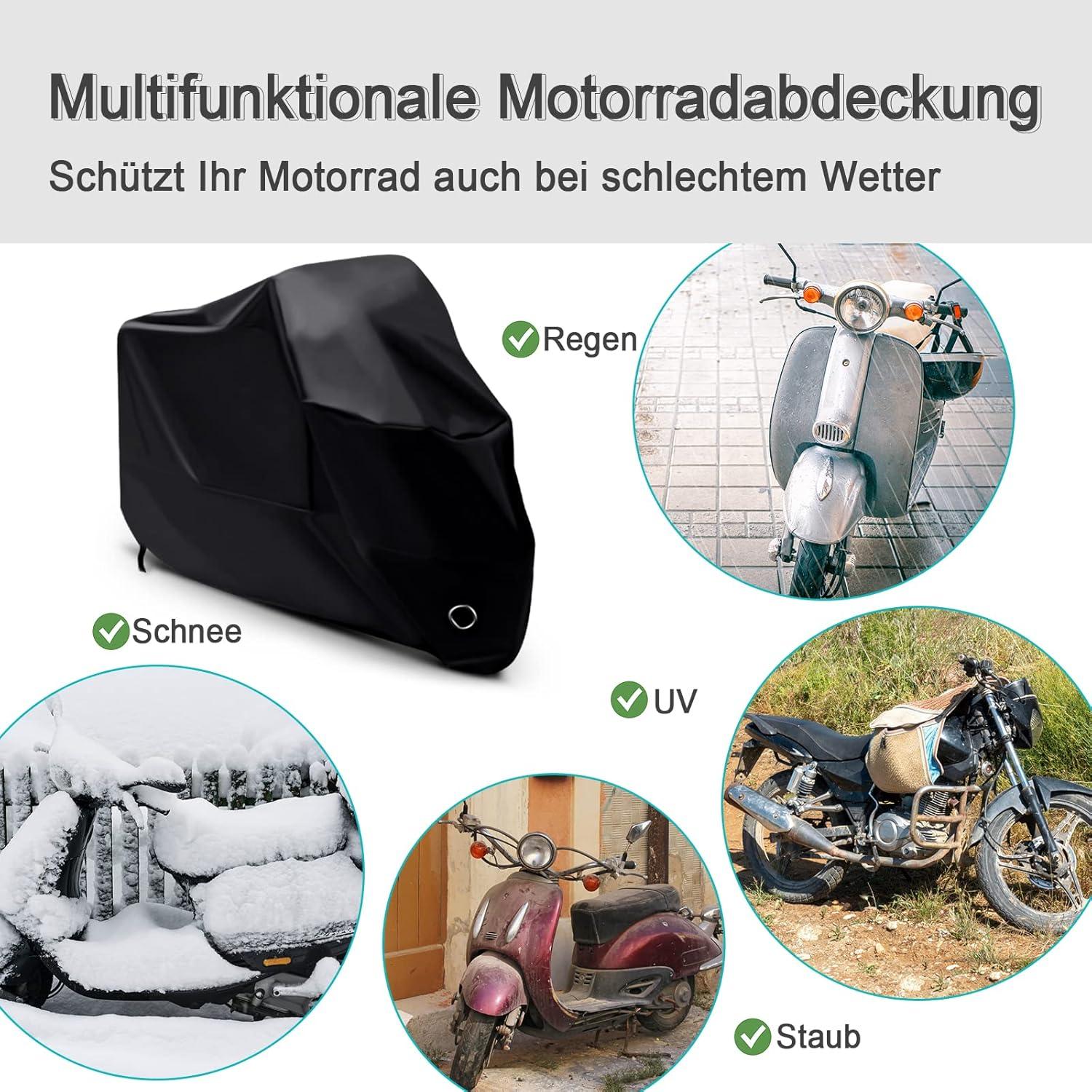 Motorrad Abdeckplane 190T Wasserdicht Winterfest 245x105x125cm