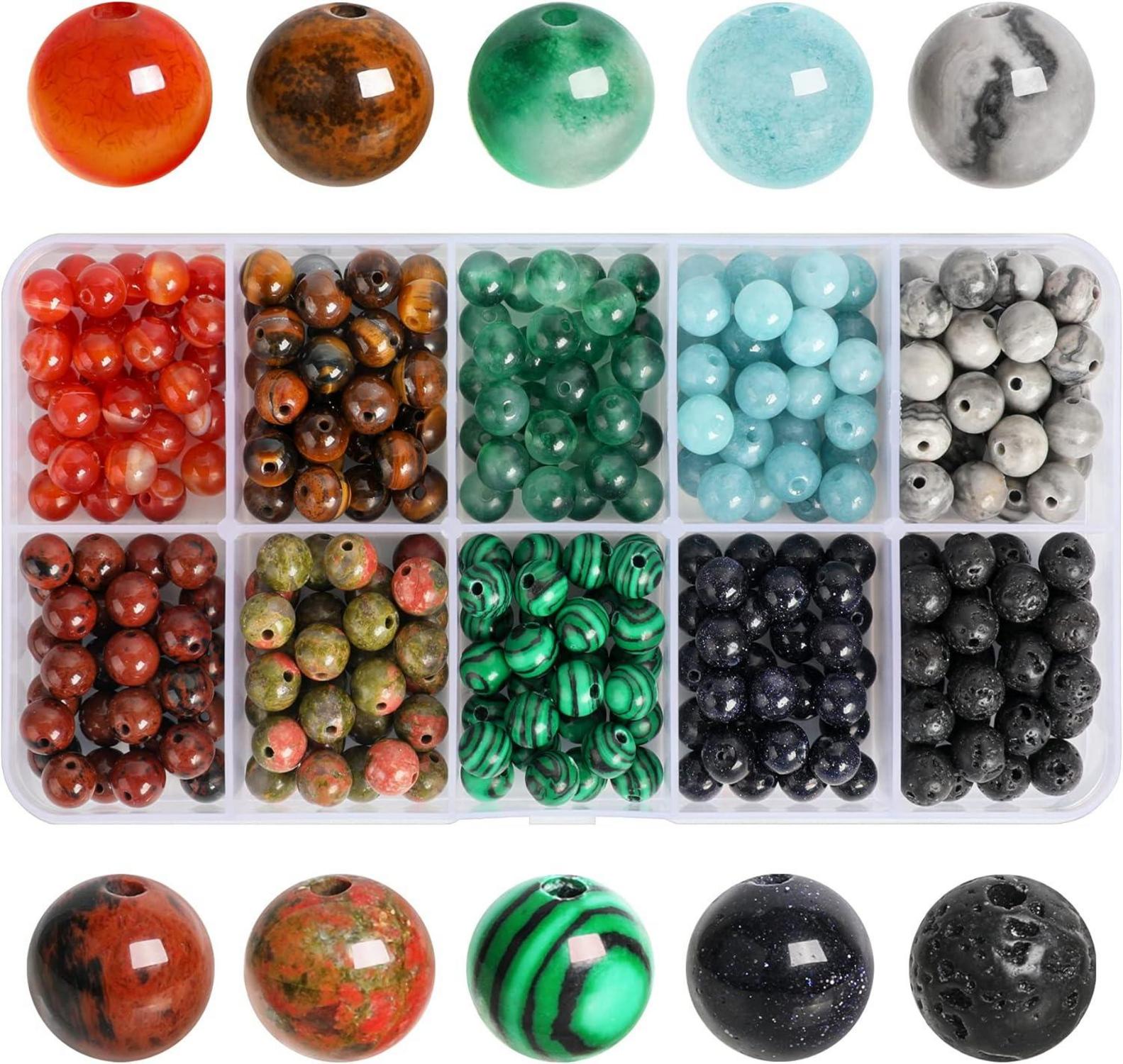 Edelsteine 300 Stück 6mm Rund Perlen Natürliche Steinperlen 10 Farben
