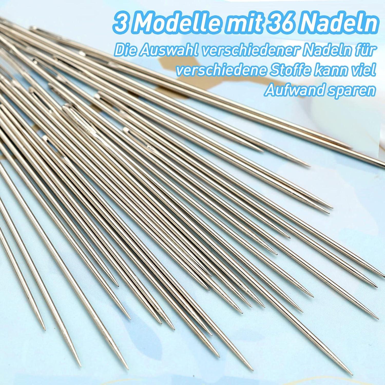 Nähnadeln mit großem Öhr 36-teiliges Set mit Aufbewahrungsröhrchen
