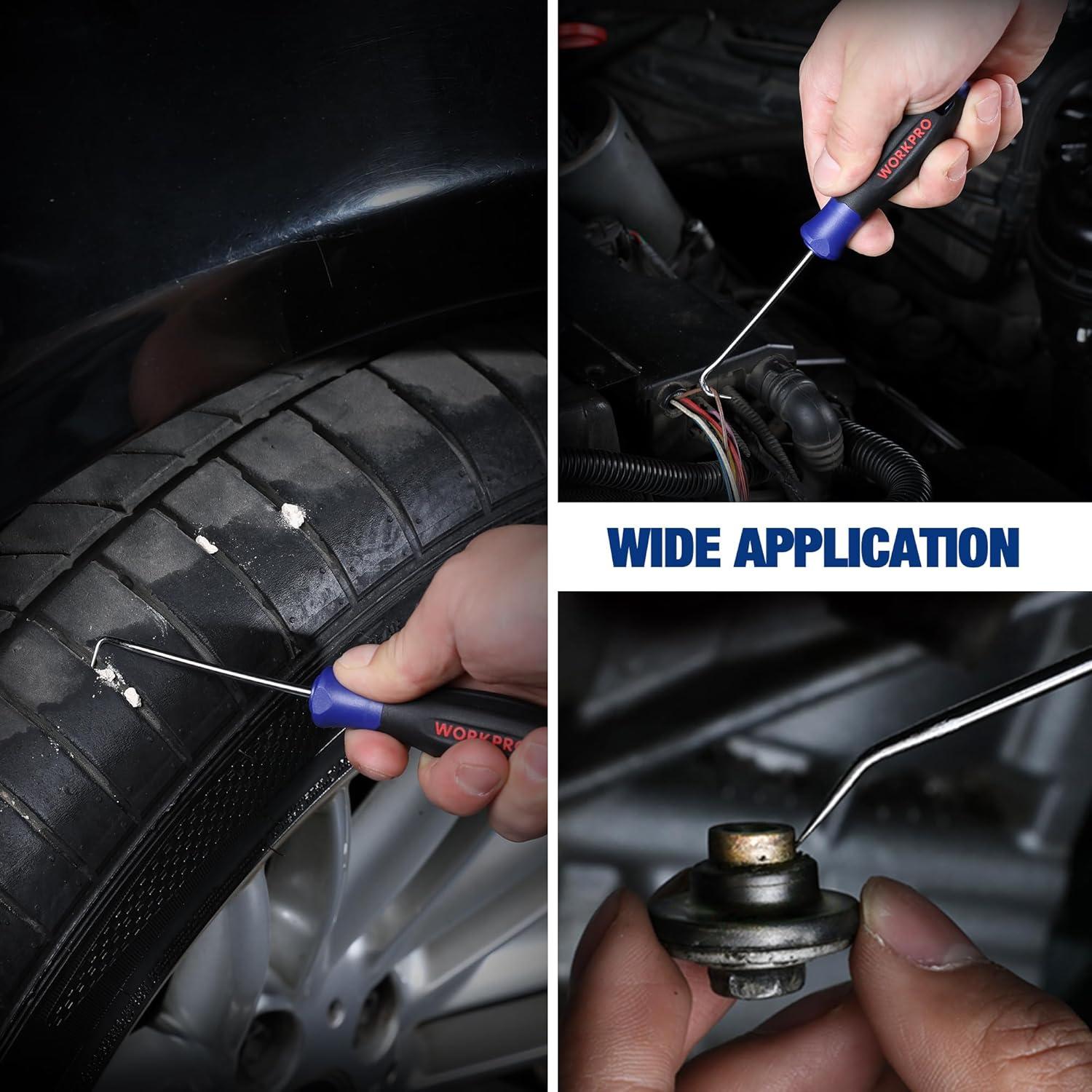 WORKPRO 4-teiliges Mini-Pick- und Haken-Set, Präzisionswerkzeug zum Entfernen von Schläuchen, Ölringen und Dichtungen