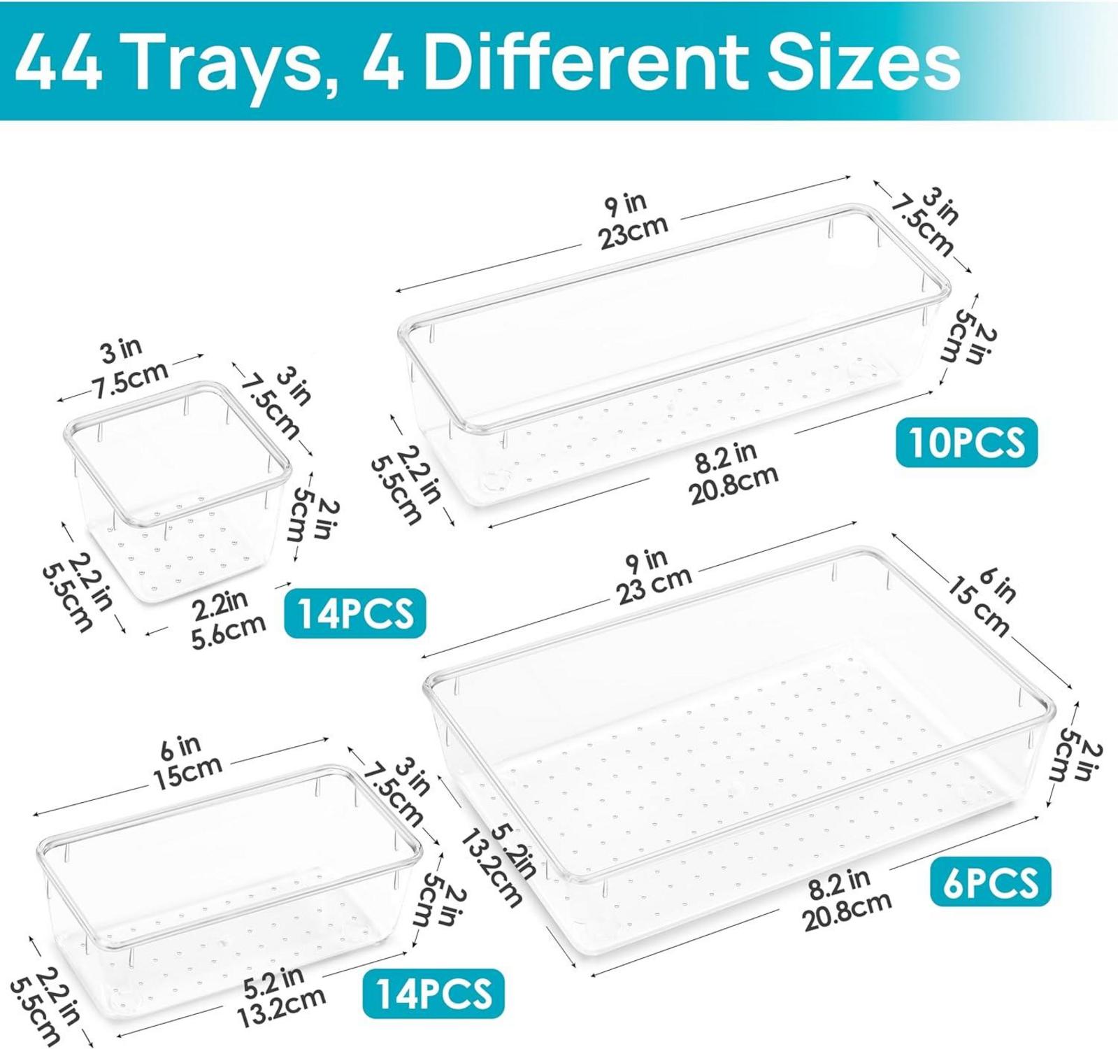 Schubladen Organizer Set transparent stapelbar rutschfest 44-teilig