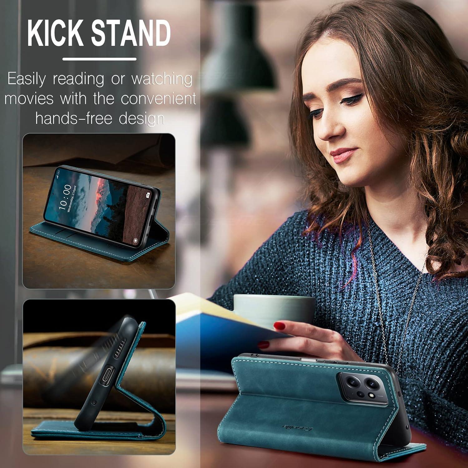 Xiaomi Redmi Note 12 4G Handyhülle Leder Klappbar Tasche Magnet Standfunktion