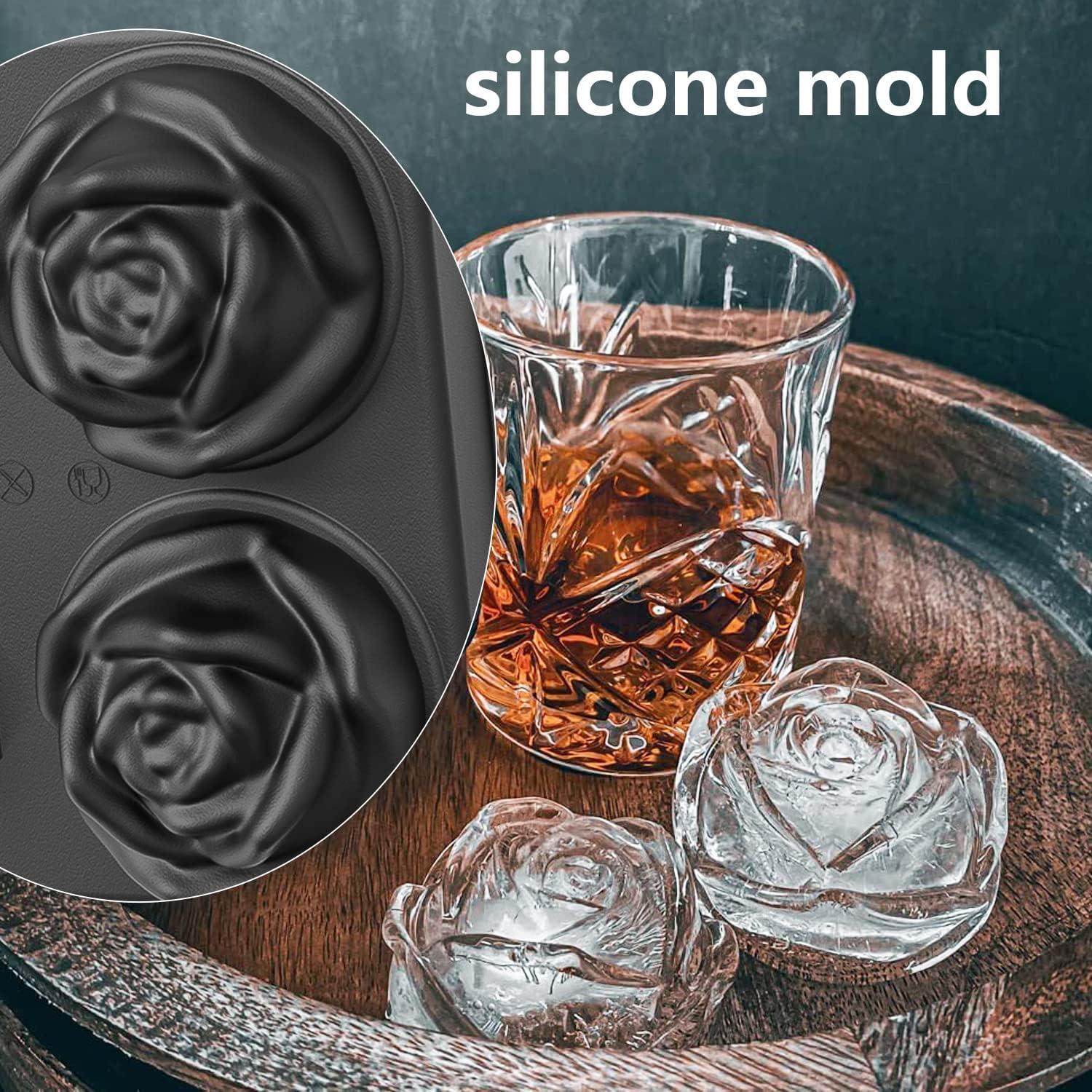 ZIOYA 6 Zellen Eisformen eis am Stiel Silikon Groß Rose Cocktail Whisky Saft eiswürfelform