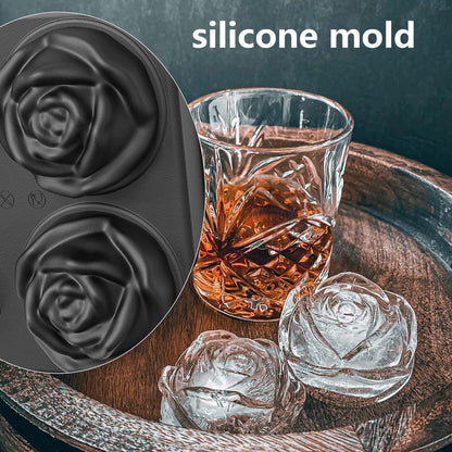 ZIOYA 6 Zellen Eisformen eis am Stiel Silikon Groß Rose Cocktail Whisky Saft eiswürfelform