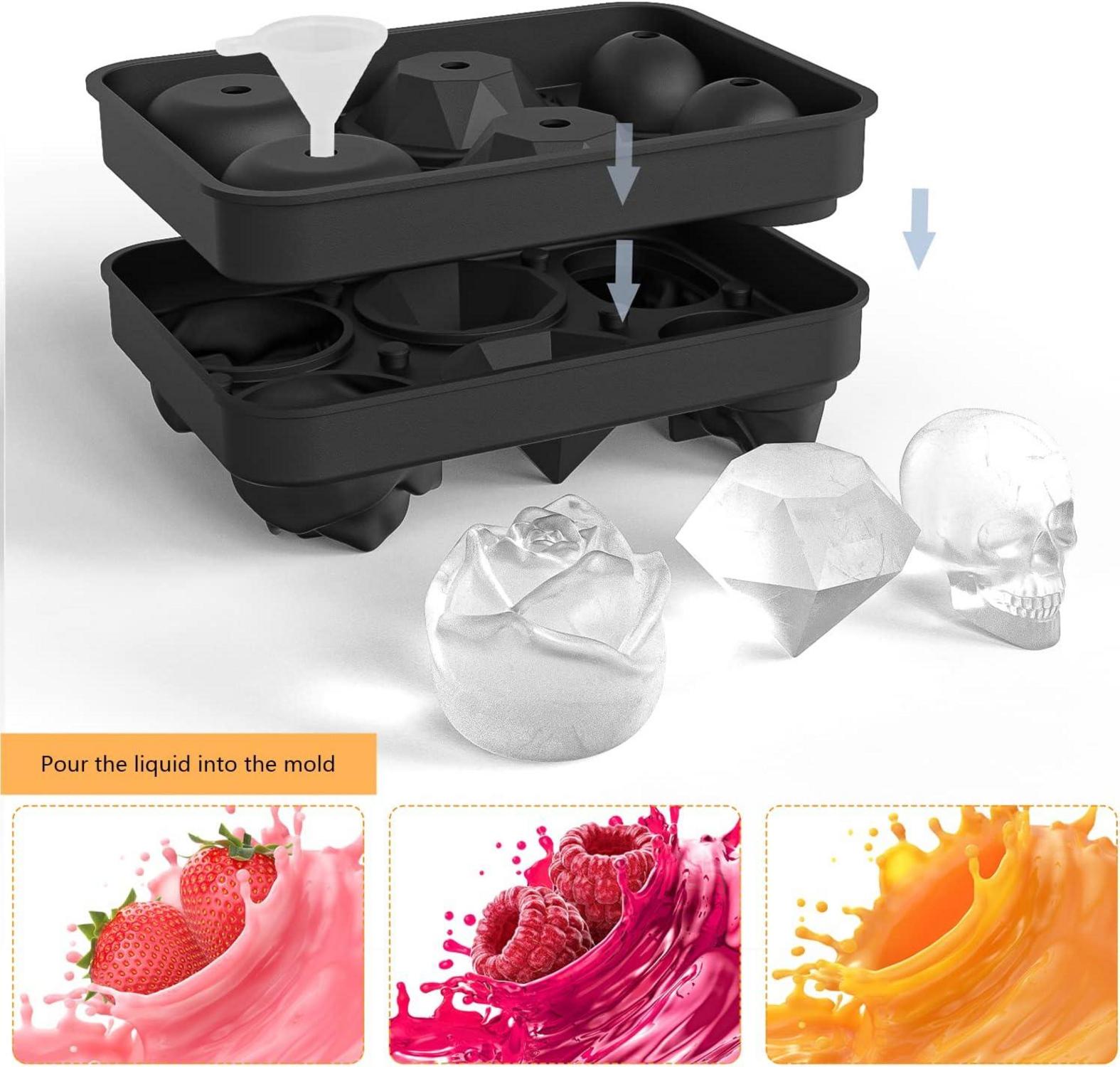Eisformen eis am Stiel groß Rose Silikon mit Deckel Whisky Cocktail