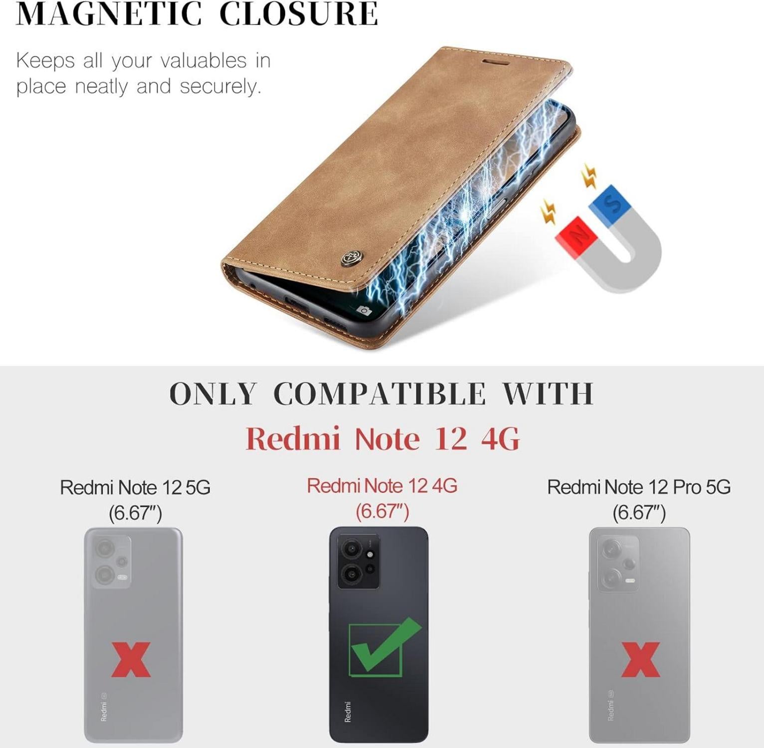 Xiaomi Redmi Note 12 4G Handyhülle Premium Leder Flip Case