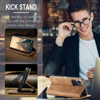 Xiaomi Redmi Note 12 4G Handyhülle Leder Flip Case Braun Magnet Standfunktion