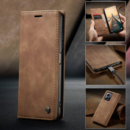 Xiaomi Redmi Note 12 4G Handyhülle Leder Flip Case Braun Magnet Standfunktion