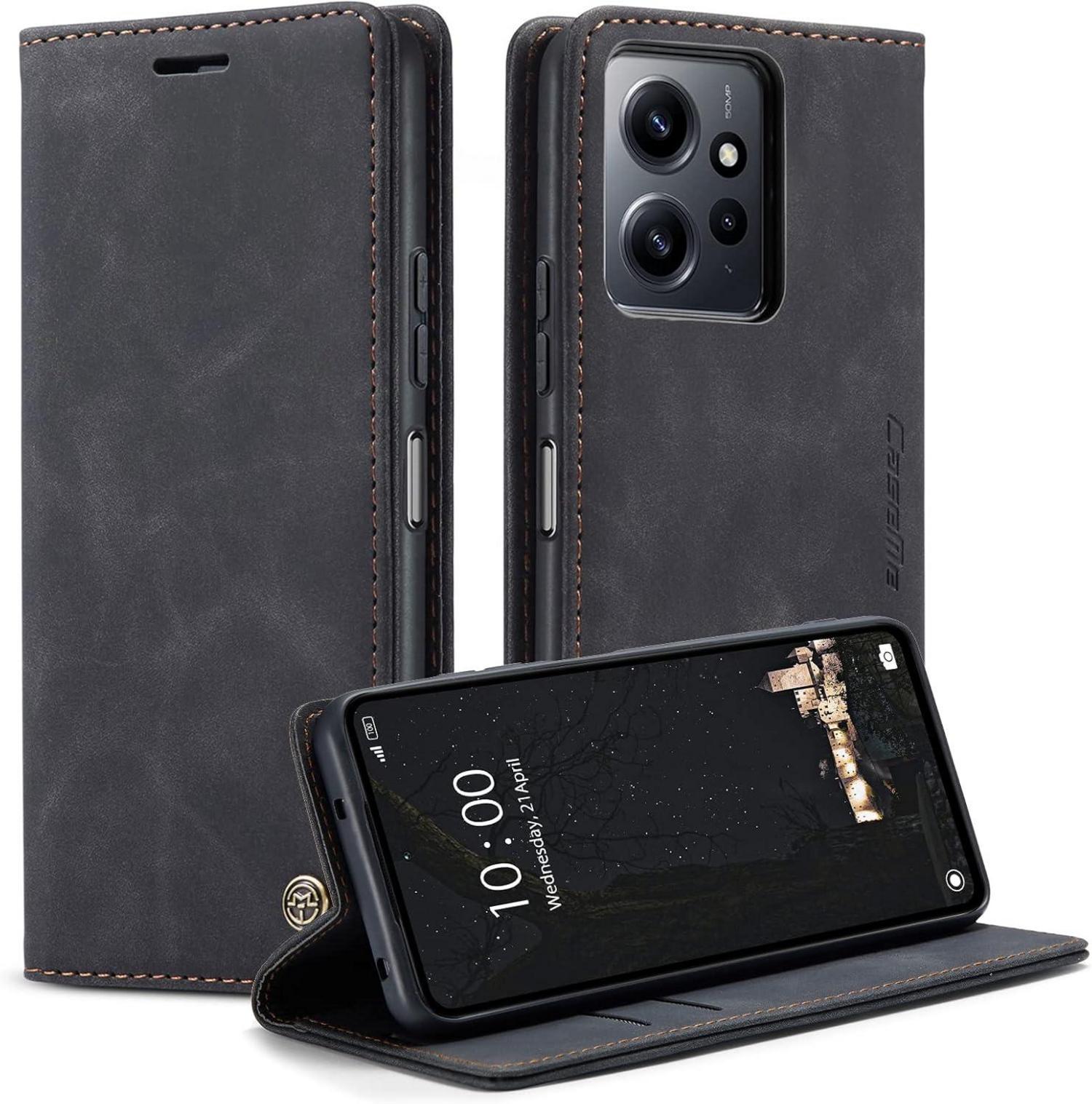 Handyhülle Xiaomi Redmi Note 12 4G Leder Flip Case Schwarz