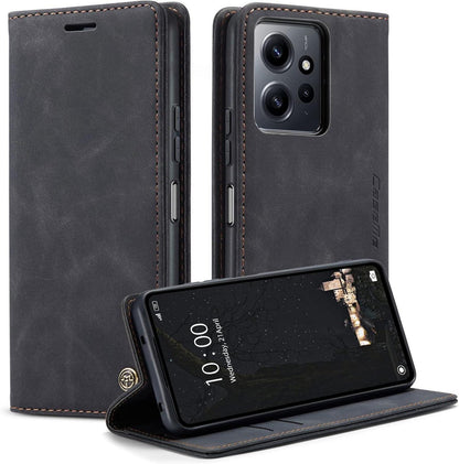 Handyhülle Xiaomi Redmi Note 12 4G Leder Flip Case Schwarz