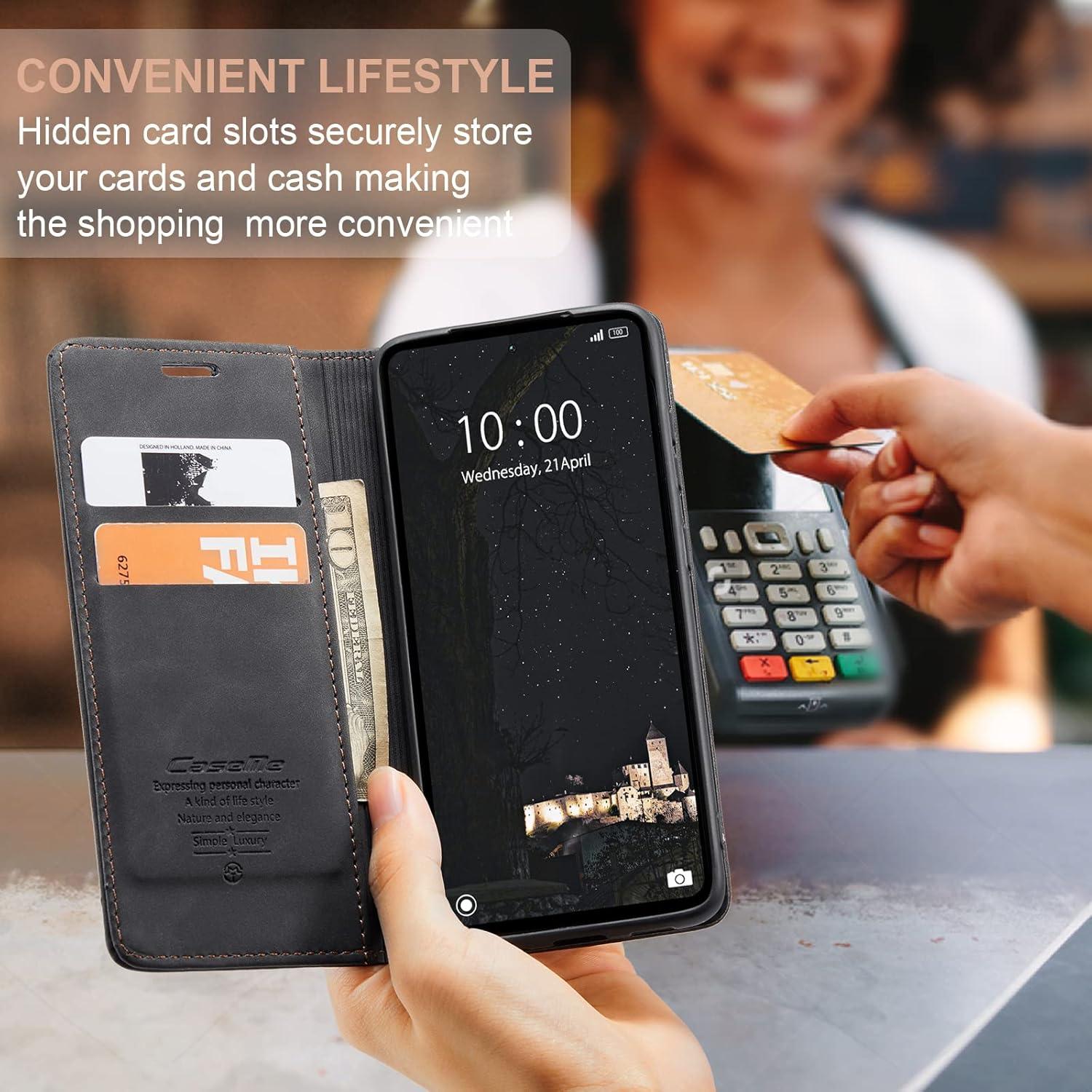 KZB Xiaomi Redmi Note 12 4G Handyhülle Schwarz PU Leder Klappbar Standfunktion