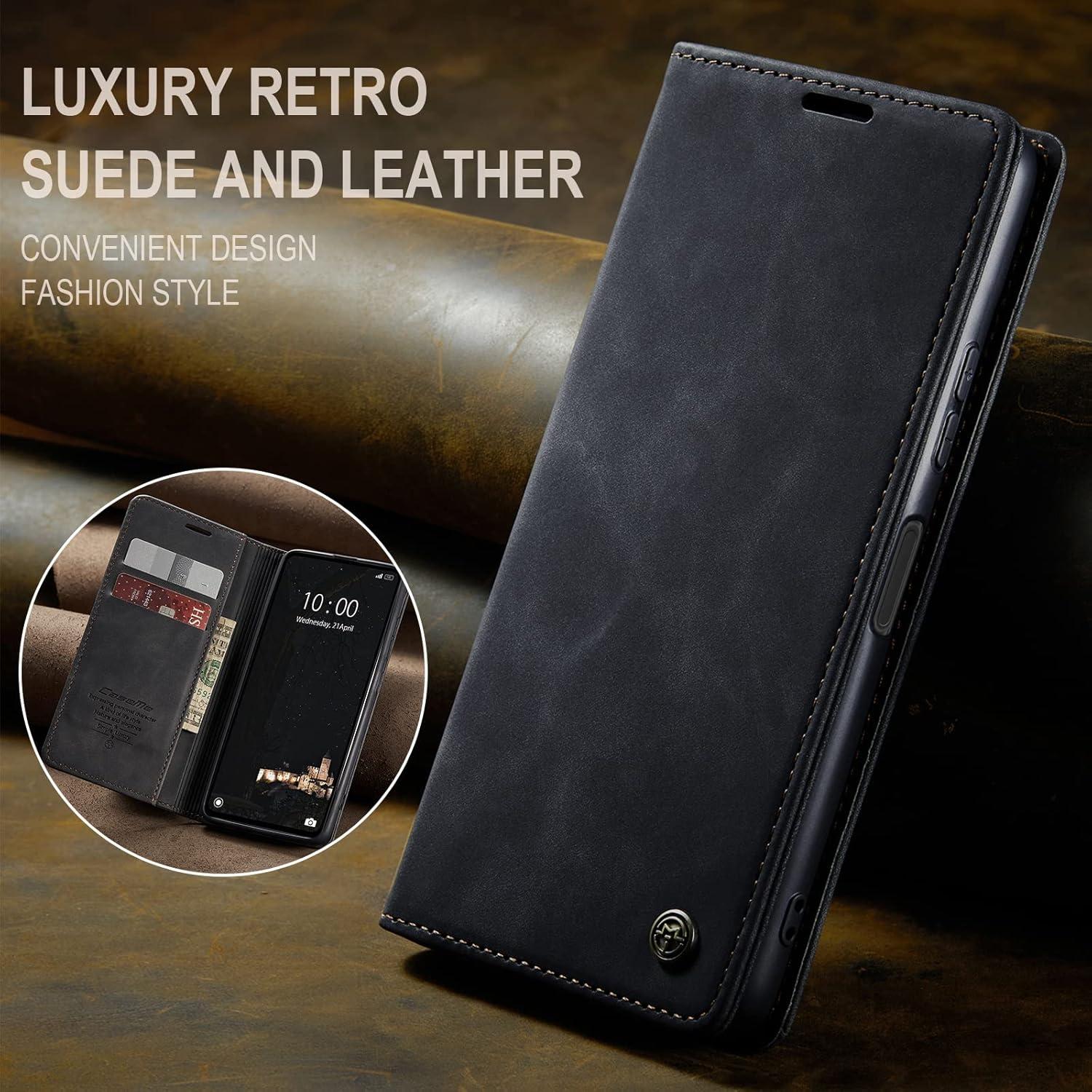 Handyhülle Xiaomi Redmi Note 12 4G Leder Klapp Case Standfunktion Magnet Schwarz