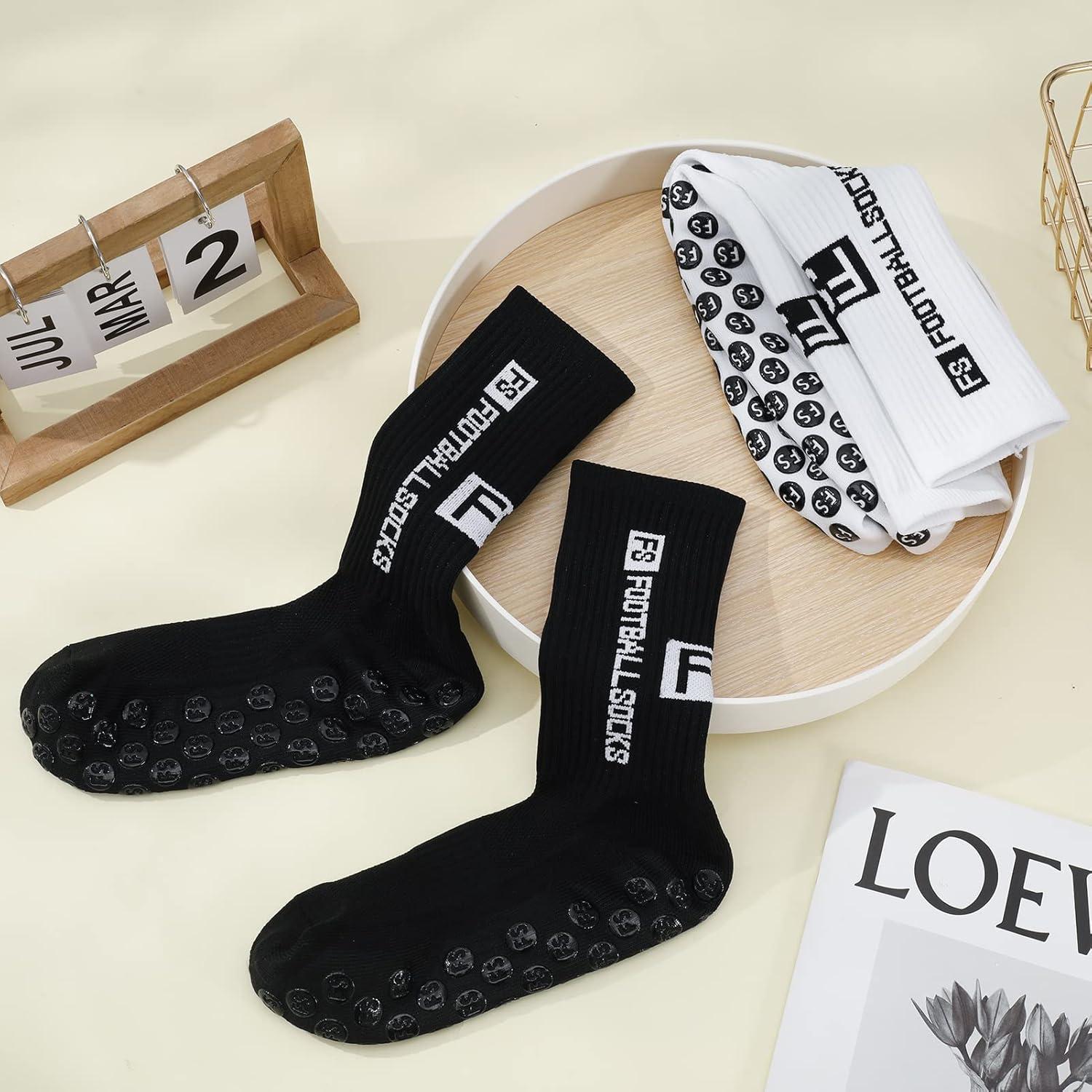 2 Paar Fußballsocken 39-46 Sport Anti Rutsch Grip Socken Herren Damen