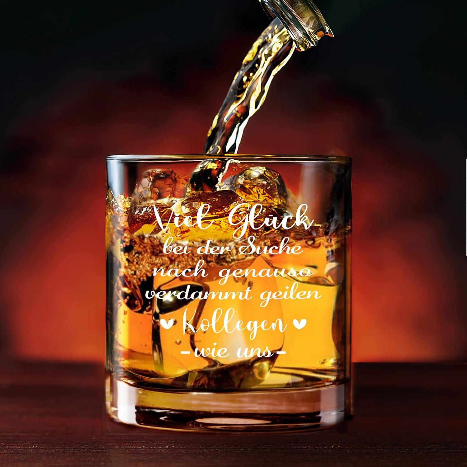 Abschiedsgeschenk Whiskeyglas für Kollegen 300ml Viel Glück