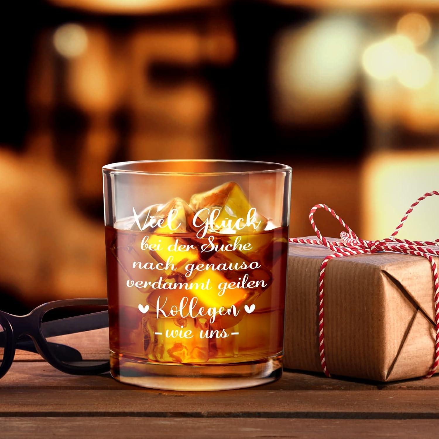 Abschiedsgeschenk Whiskeygläser Viel Glück für Kollegen 300ml