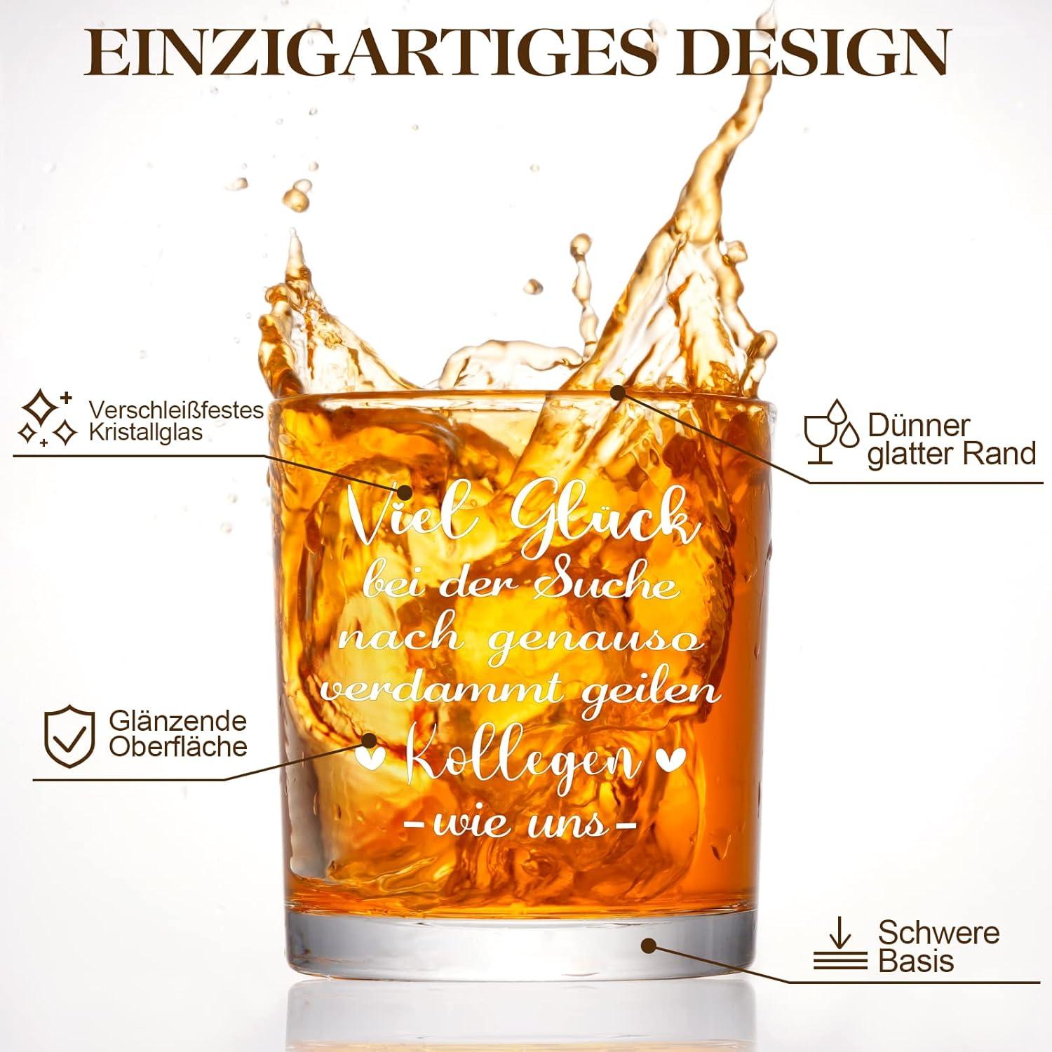 Whiskeygläser Abschiedsgeschenk Kollegen Glück 300ml