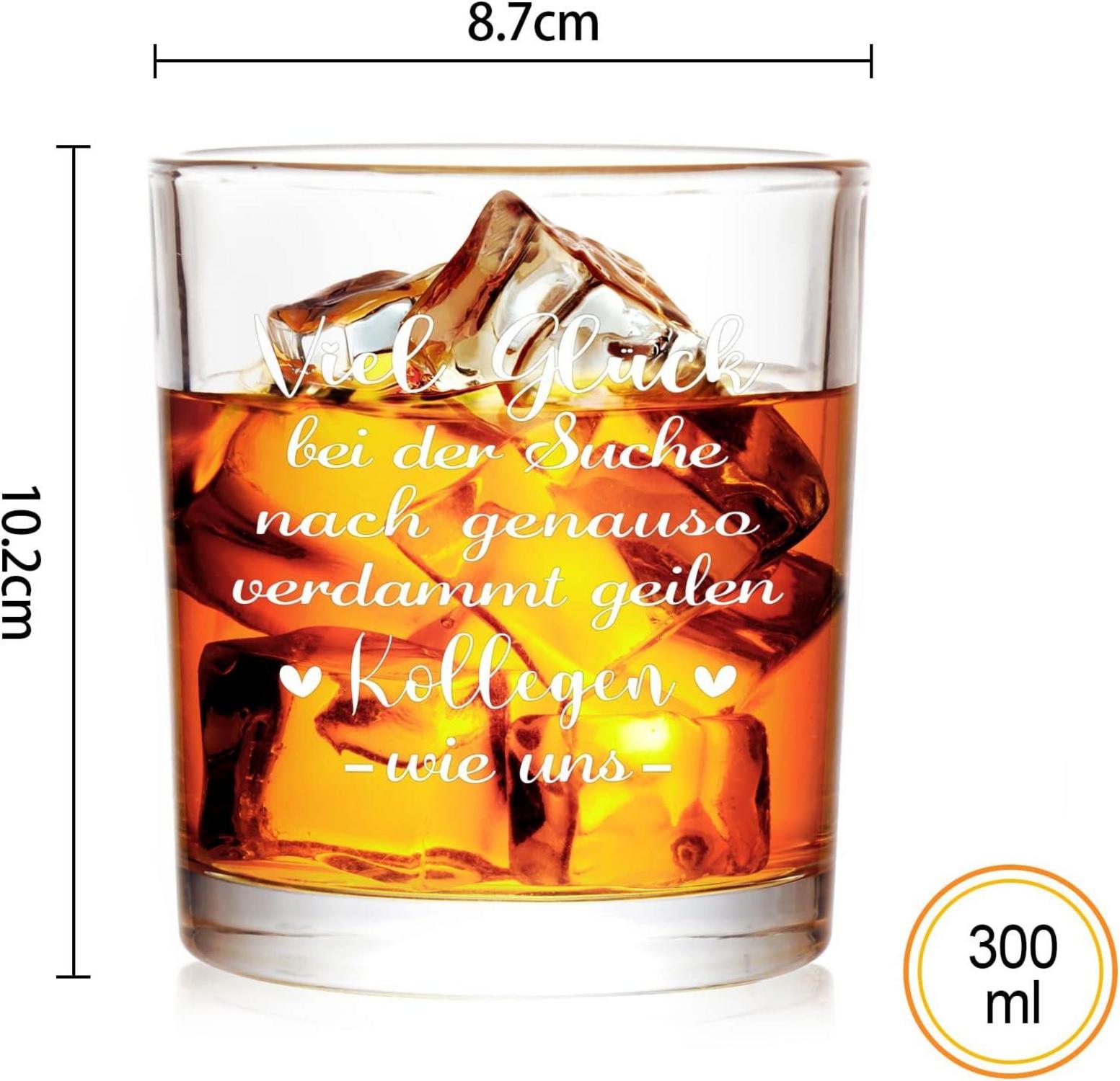 Whiskeygläser Abschiedsgeschenk Kollegen Viel Glück Dankeschön 300ml