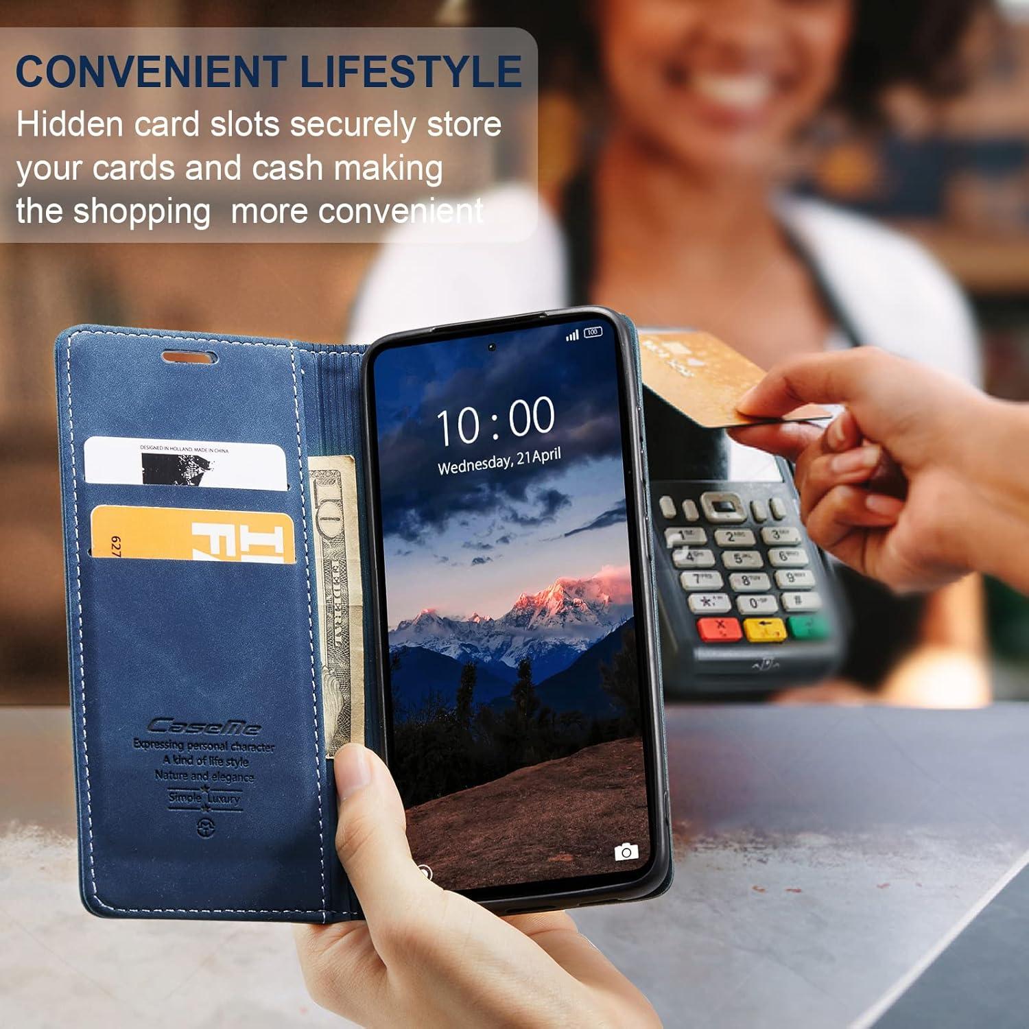 Handyhülle Xiaomi Redmi Note 12 4G Leder Blau Flip Case Magnet Standfunktion