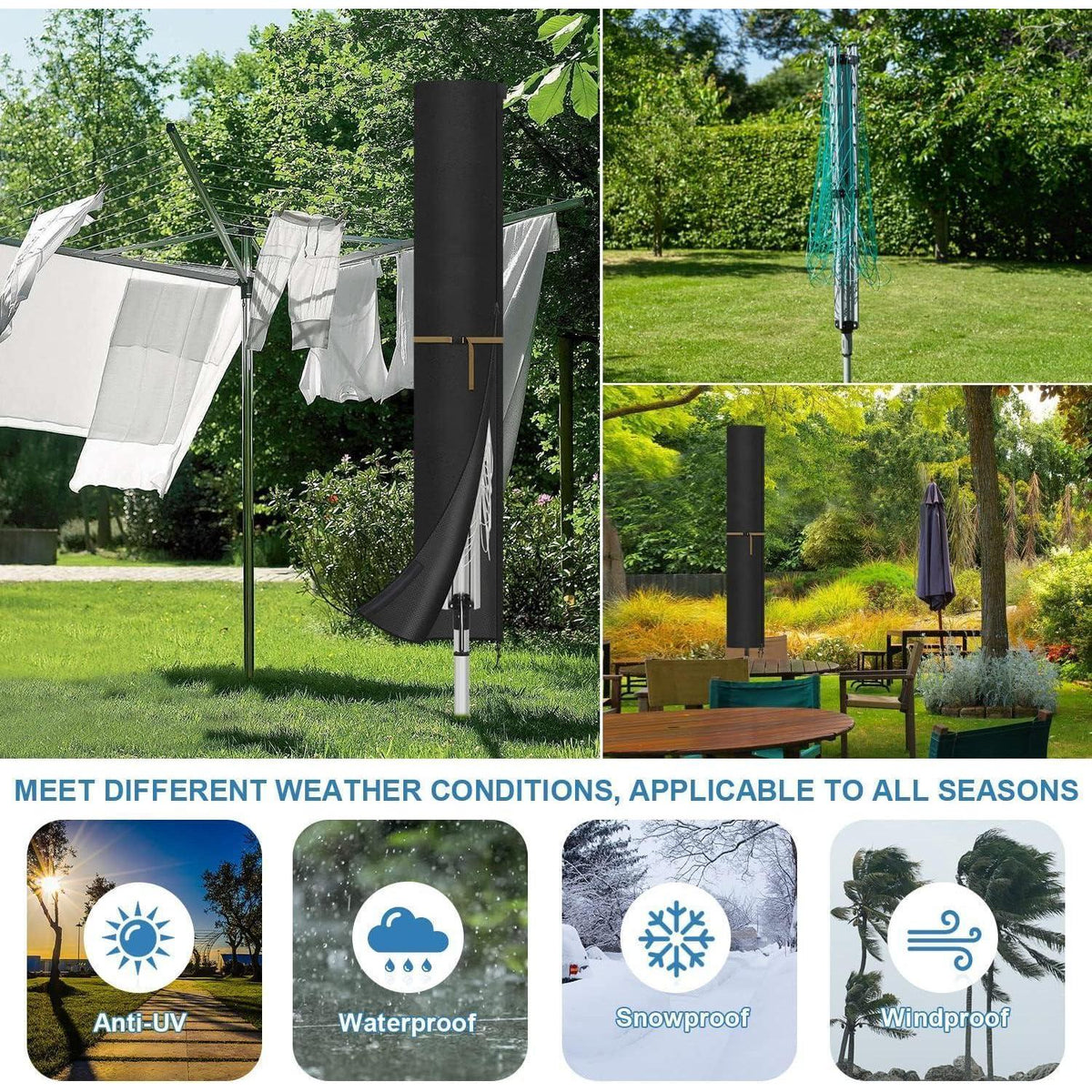 Wäschespinne Schutzhülle – Wetterfest & Winddicht 200x32cm