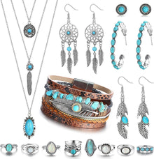 Bohemian Türkis Schmuck Set für Damen Westernstyle