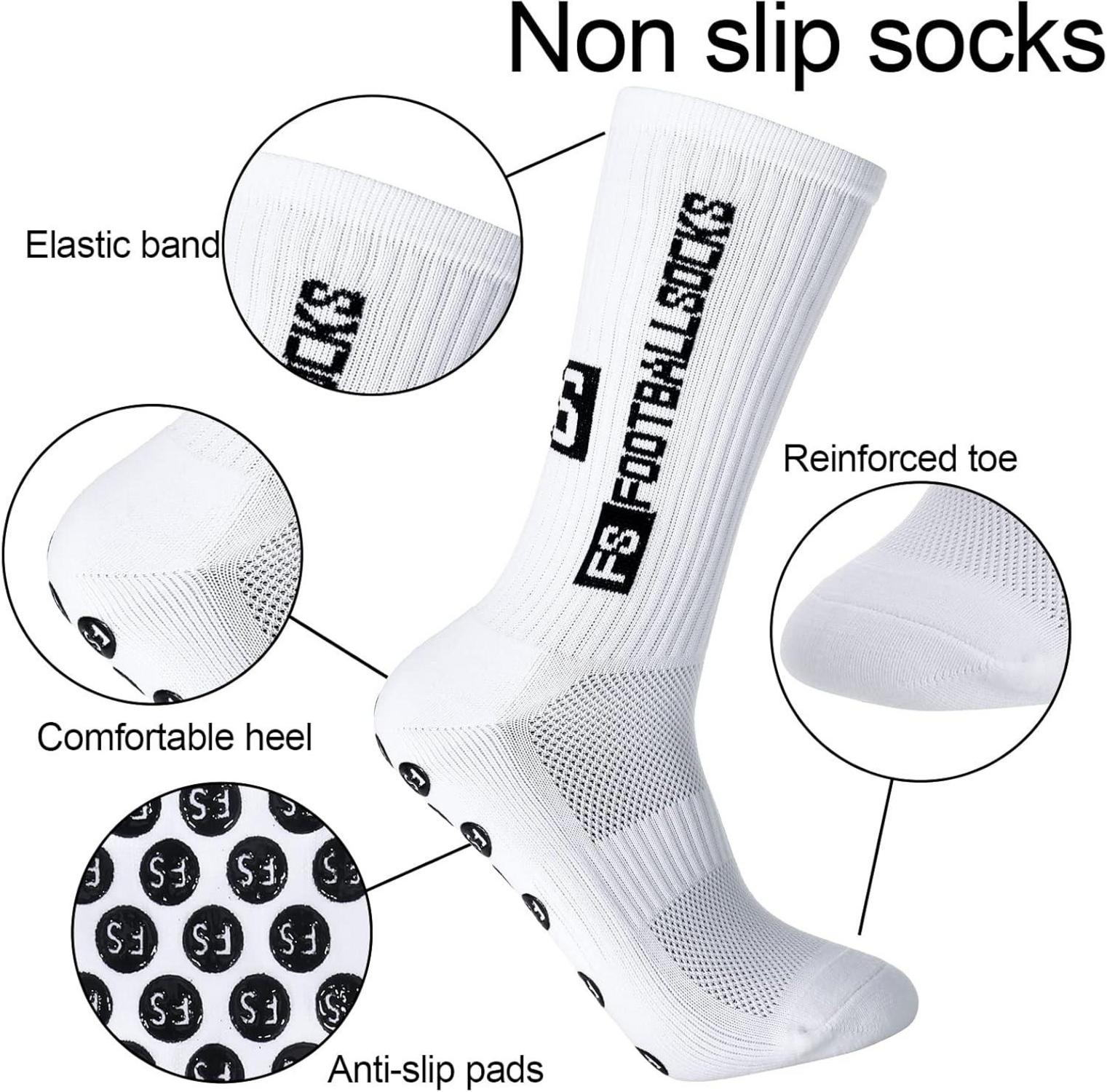 2 Paar Herren Anti-Rutsch Fußballsocken Sportsocken Weiß, Größe 39-46