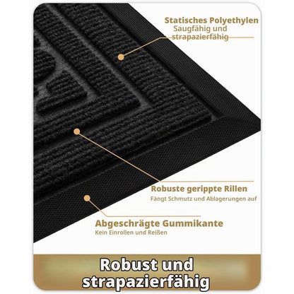 Fußmatte Groß 90x150 cm - Rutschfest & Waschbar Schwarz
