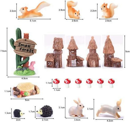 Miniatur Modellbaum Set 42 Stück Tier Figuren Waldtiere Deko