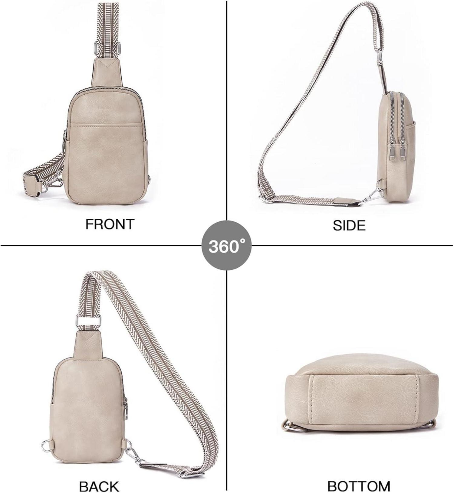 Damen Bauchtasche Crossbody Bag PU Leder Schultertasche Grau
