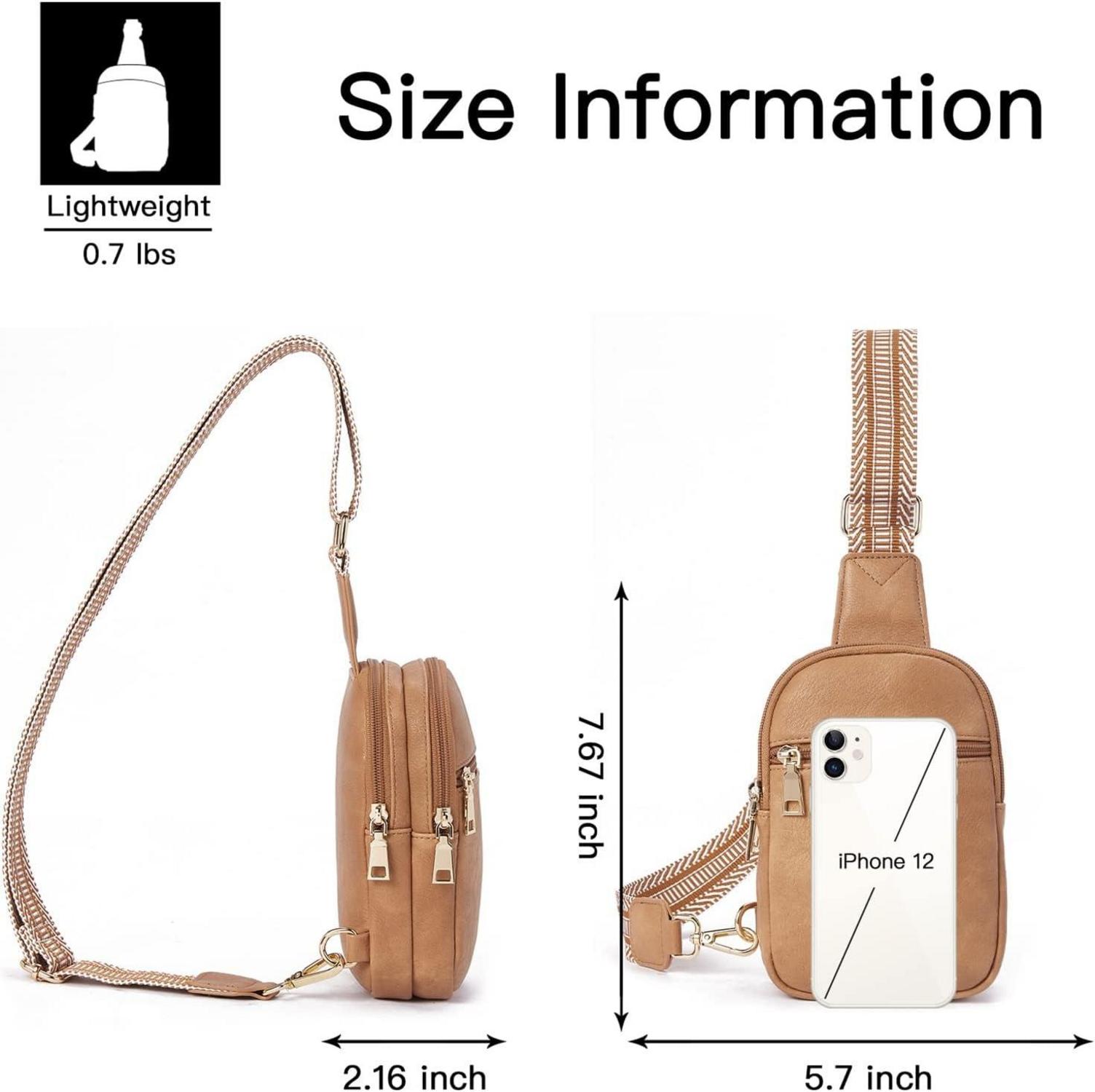 Kleine Damen Crossbody Bag Kunstleder Hellbraun Bauchtasche