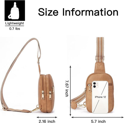 Kleine Damen Crossbody Bag Kunstleder Hellbraun Bauchtasche