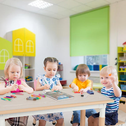 Höhenverstellbares Kindertisch Set mit 4 Stühlen, Gelb