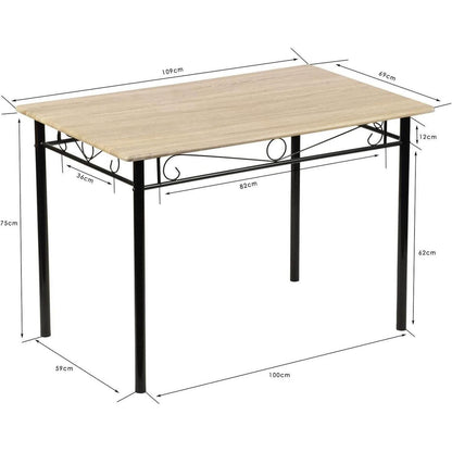 Esszimmer-Set Buchenholz mit Esstisch & 4 Stühlen, Schwarz