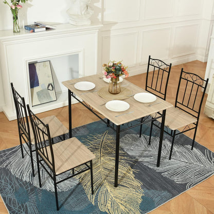 Esszimmer-Set Buchenholz mit Esstisch & 4 Stühlen, Schwarz