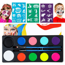 Bodypainting Farben 10 Farben Wasservermalbar 2 Pinsel 28 Schablonen
