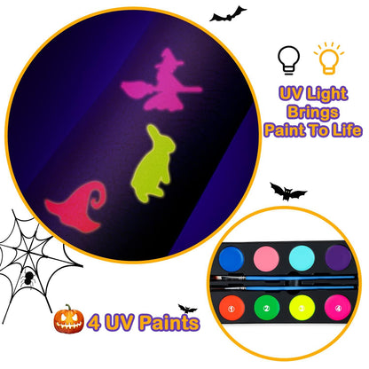 Bodypainting Farben Set Kinderschminke Halloween Karneval 10 Farben 28 Schablonen
