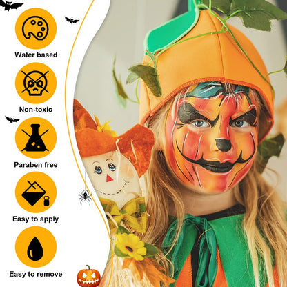 10 Farben Bodypainting Set mit Pinseln & Schablonen für Fasching