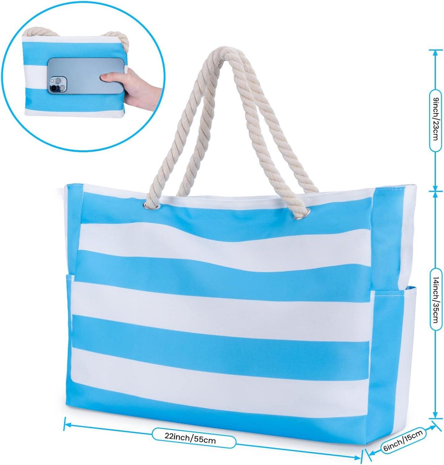 Strandtasche XXL wasserdicht mit Reißverschluss und Seitentaschen